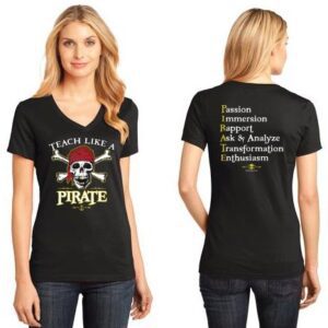 Teach Like a Pirate!  Jolly Roger V-Neck Women’s Shirt + Journal LAP